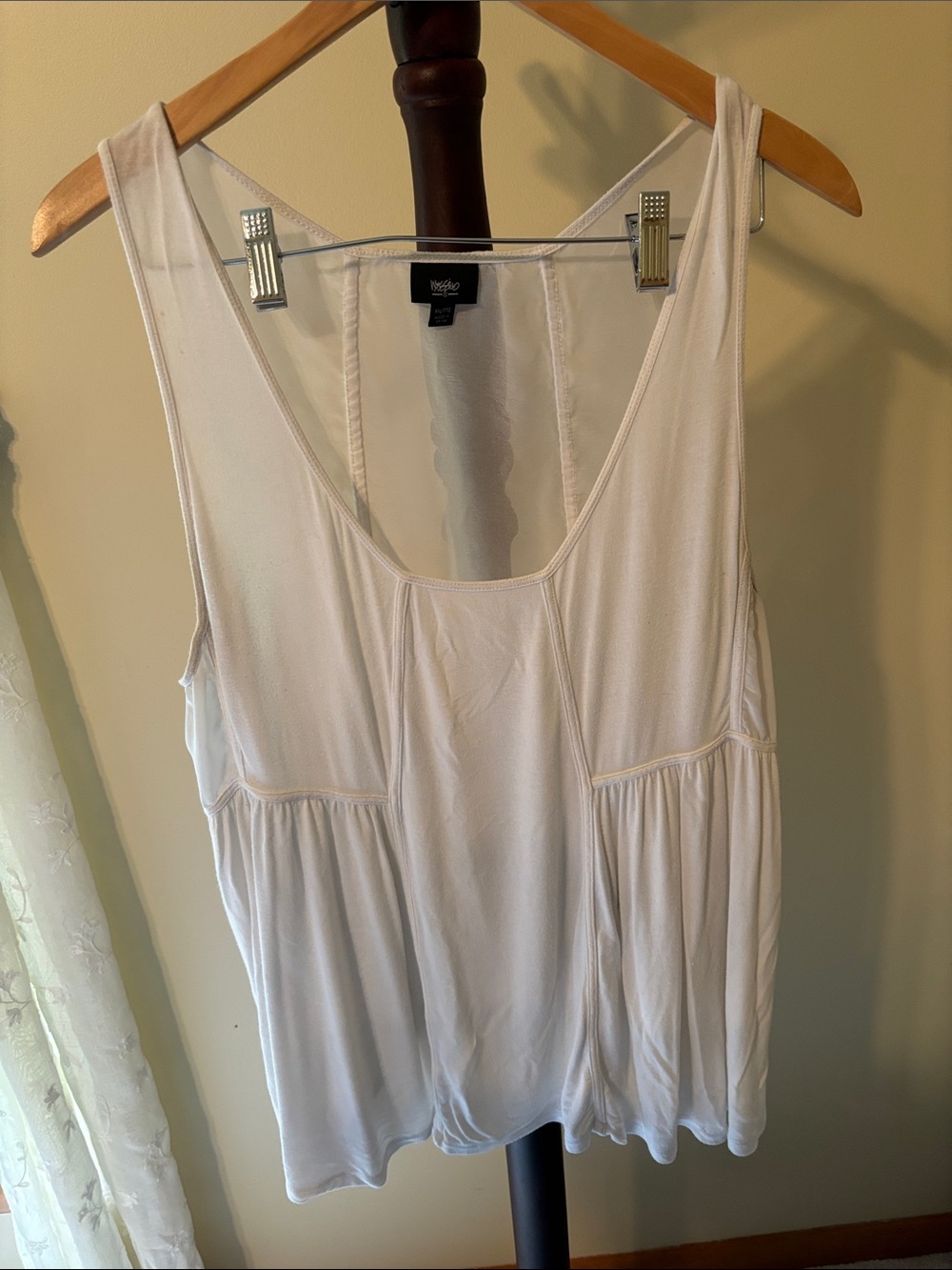 Mossimo White Scoop-Neck Sheer Back Tank